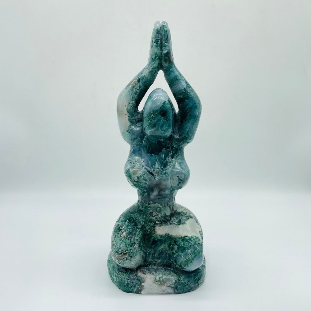 Beautiful Green Moss Agate Large Goddess Carving -Wholesale Crystals
