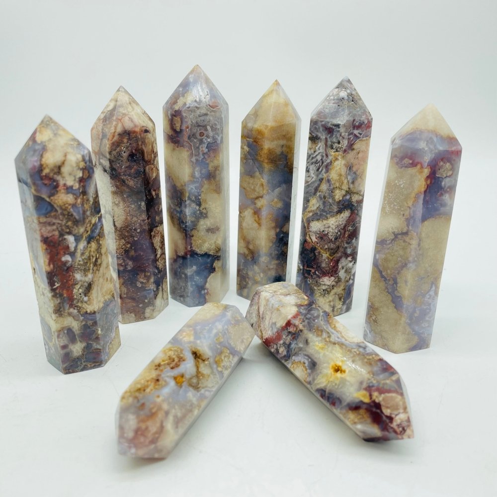 Blue Sakura Flower Agate Tower Point Crystal Wholesale -Wholesale Crystals