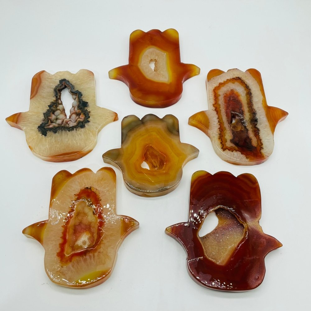 Carnelian Geode Hamsa Hand Carving Crystal Wholesale -Wholesale Crystals