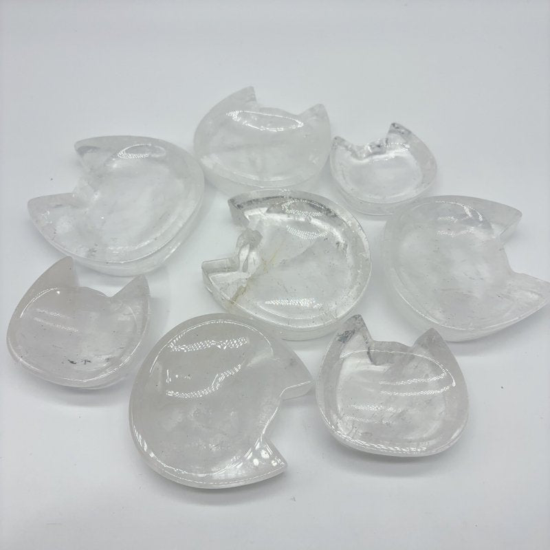 Cat Head Shape Clear Quartz Shallow Bowl Wholesale -Wholesale Crystals