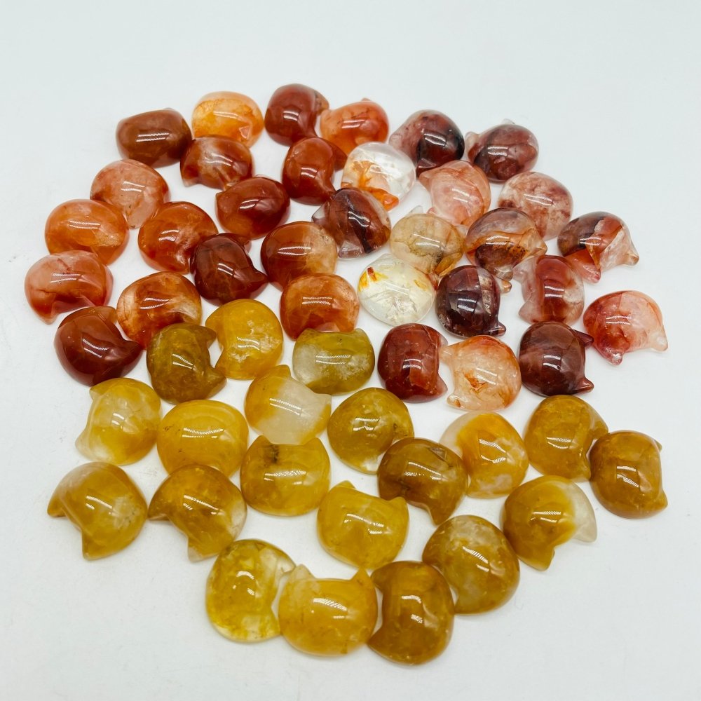 Cat Head Shape Fire Quartz & Rabbit Hair Carving Wholesale -Wholesale Crystals