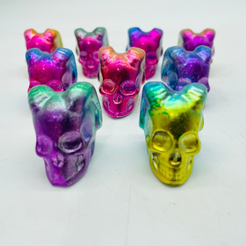 Colourful Aura Pyrite Shofar Skull Horned Devil Carving Wholesale -Wholesale Crystals