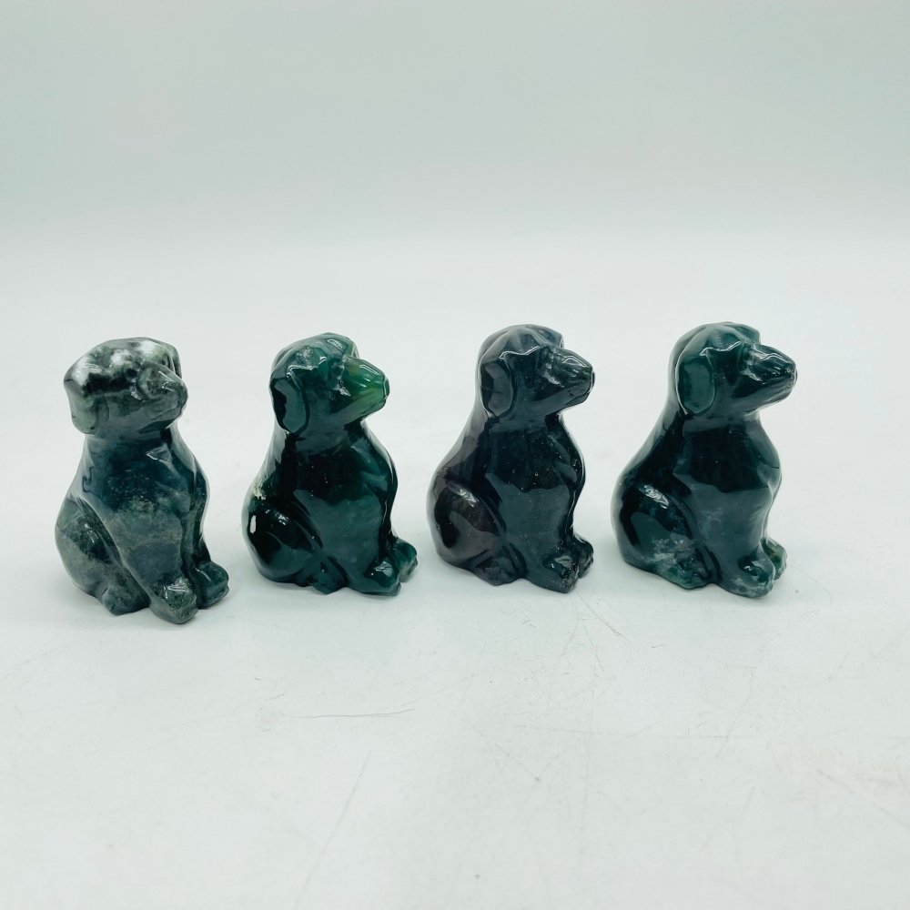 Cute Moss Agate Dog Carving Wholesale -Wholesale Crystals