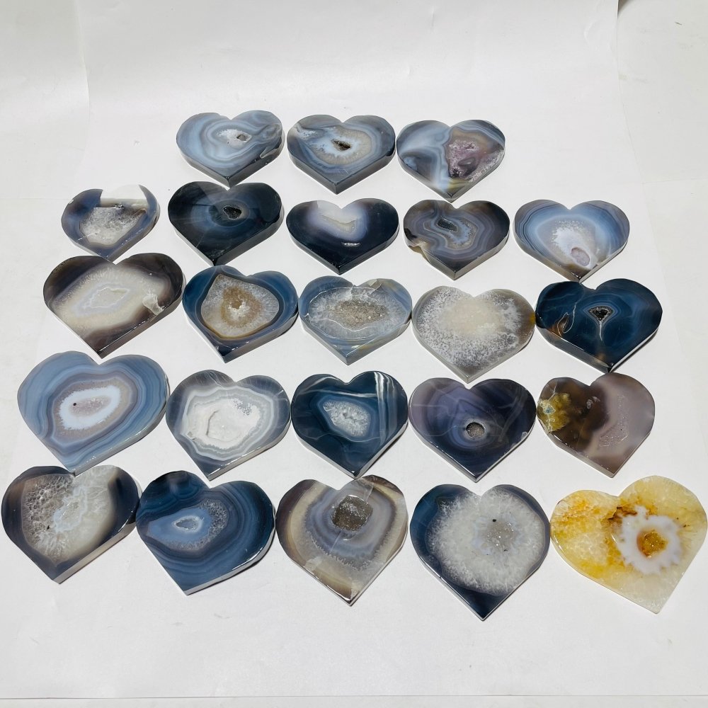 23 Pieces High Quality Large Geode Druzy Agate Heart -Wholesale Crystals