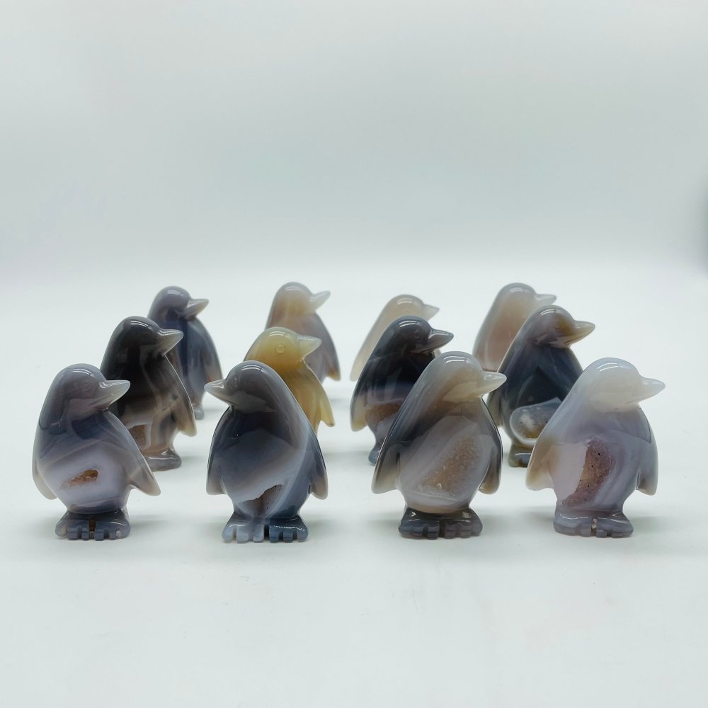 Geode Druzy Agate Penguin Carving Wholesale -Wholesale Crystals