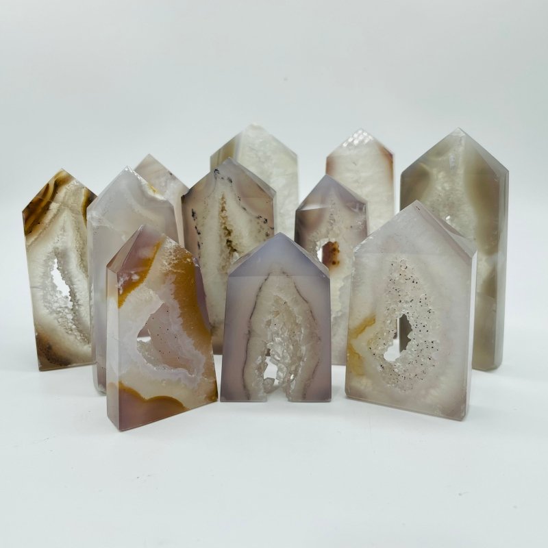 Geode Druzy Agate Four Sided Point Crystal Wholesale -Wholesale Crystals