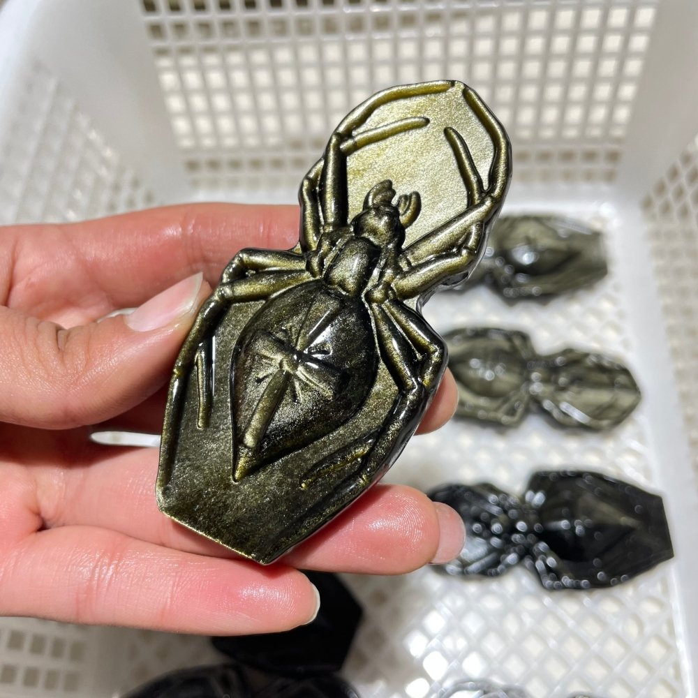 Gold Sheen Obsidian Spider Carving Wholesale -Wholesale Crystals