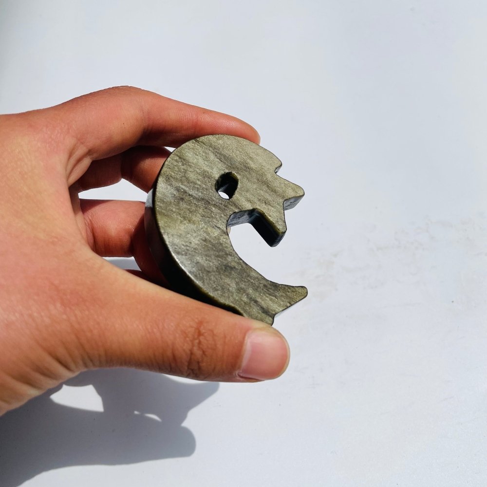 Gold Sheen Obsidian Star Moon Carving Wholesale -Wholesale Crystals