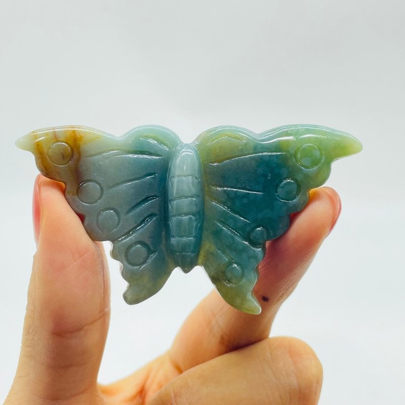 Green Ocean Jasper Beautiful Butterfly Carving Wholesale -Wholesale Crystals