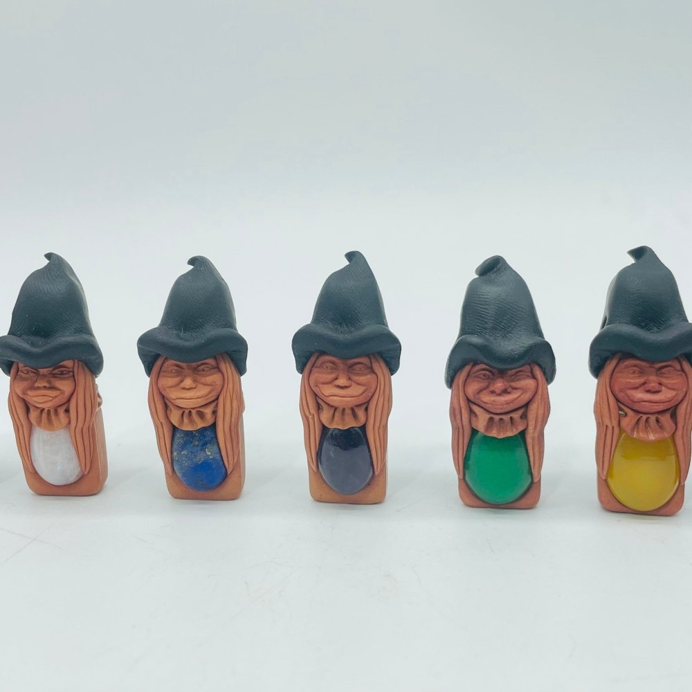 Handmade Clay Witch Pendant Wholesale Labradorite Amethyst Agate -Wholesale Crystals