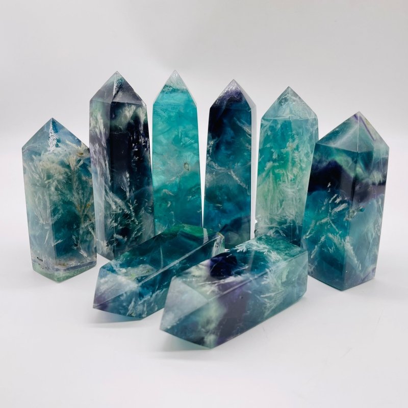 High Quality Feather Fluorite Four-Sided Tower Point Wholesale -Wholesale Crystals