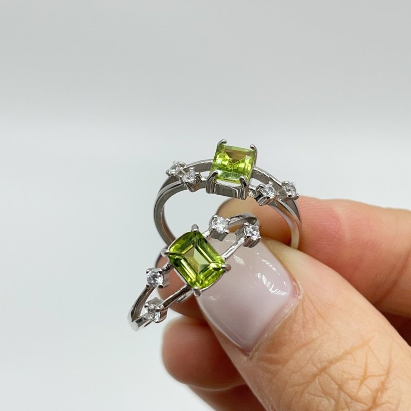 High Quality Peridot S925 Sterling Silver Cut Faceted Ring Wholesale -Wholesale Crystals