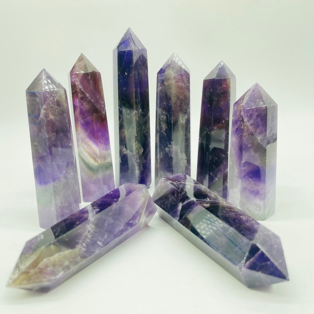 High Quality Transparent Deep Purple Chevron Amethyst Point Tower Wholesale -Wholesale Crystals