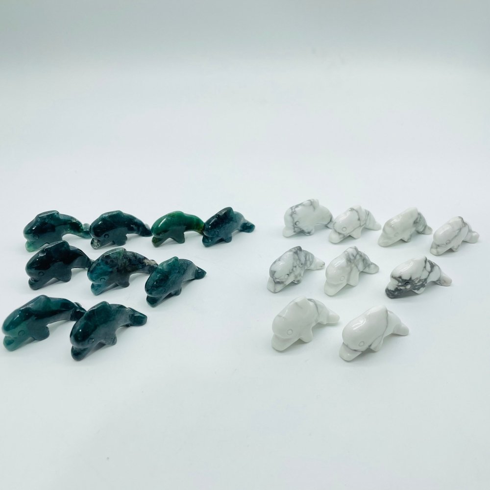Howlite&Moss Agate Mini Dolphin Carving Wholesale -Wholesale Crystals