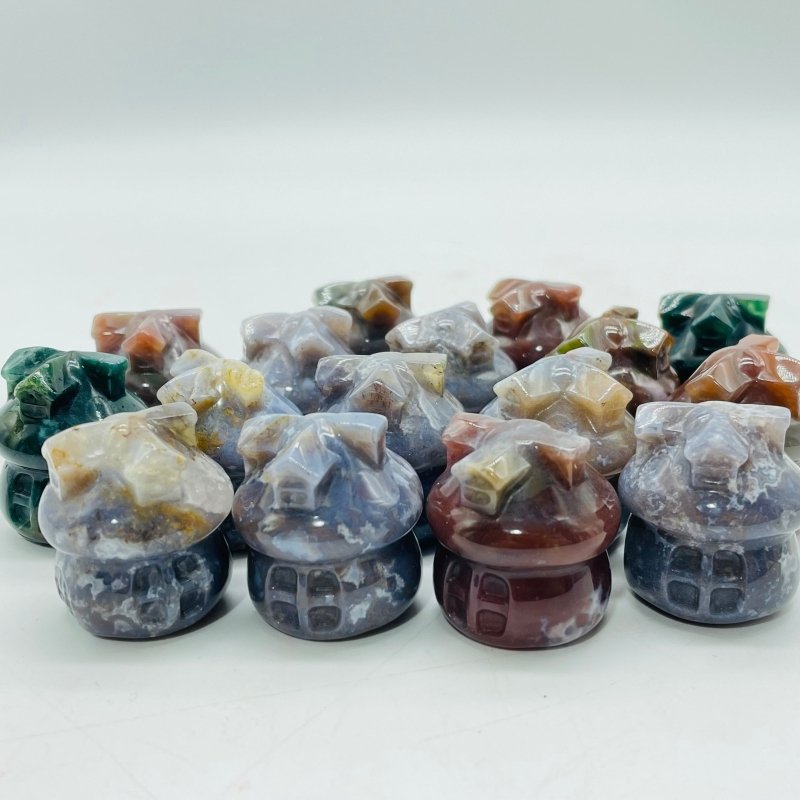 Mini Ocean Jasper Mushroom House Carving Wholesale -Wholesale Crystals