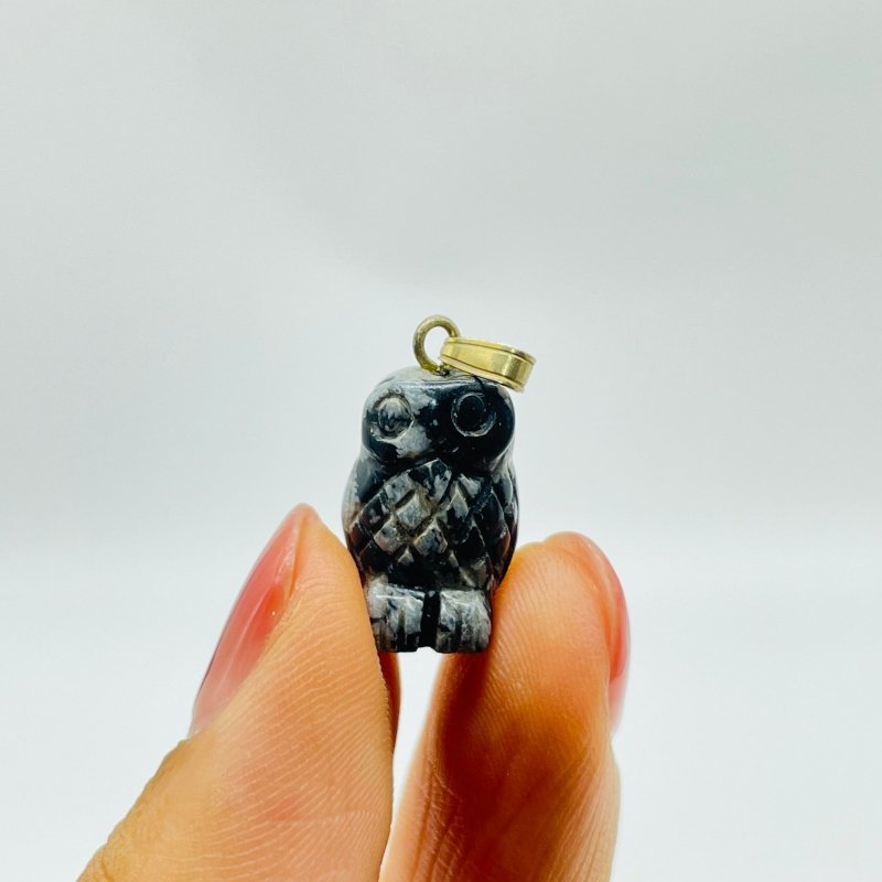 Mini Snowflake Obsidian Owl Pendant Wholesale -Wholesale Crystals