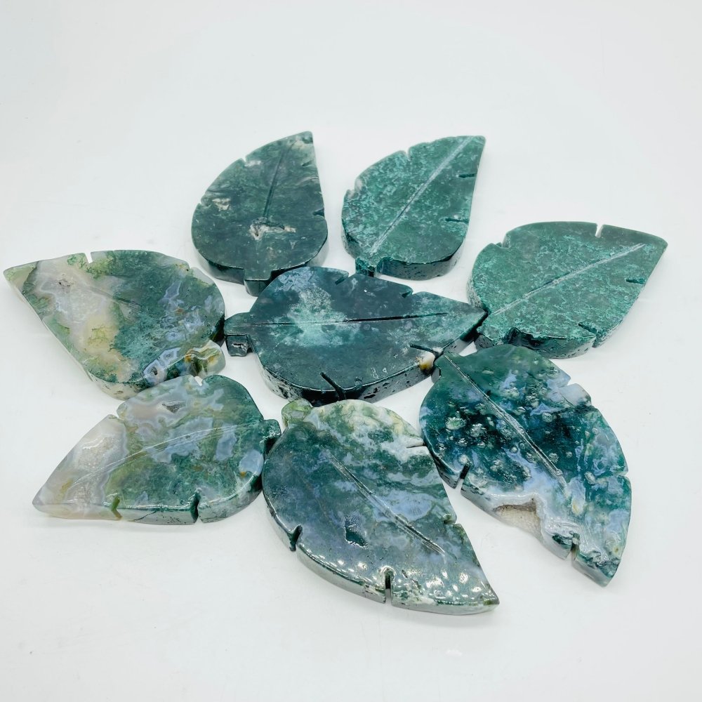 Moss Agate Tree Leaf Carving Wholesale -Wholesale Crystals