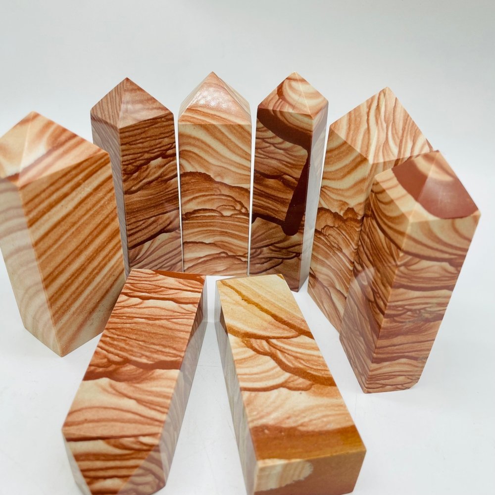 Natural Petrified Wood Four-Sided Tower Points Wholesale -Wholesale Crystals