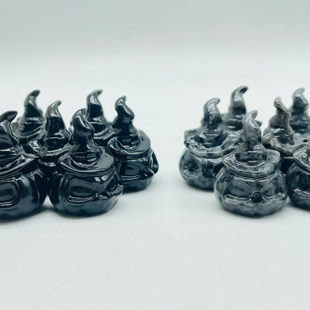 Obsidian & Larvikite Pumpkin Wizard Carving Wholesale -Wholesale Crystals