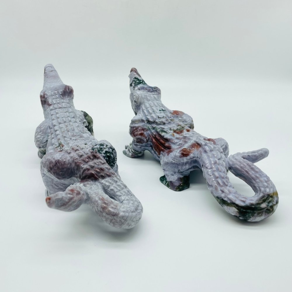 2 Pieces Ocean Jasper Crocodile Carving -Wholesale Crystals