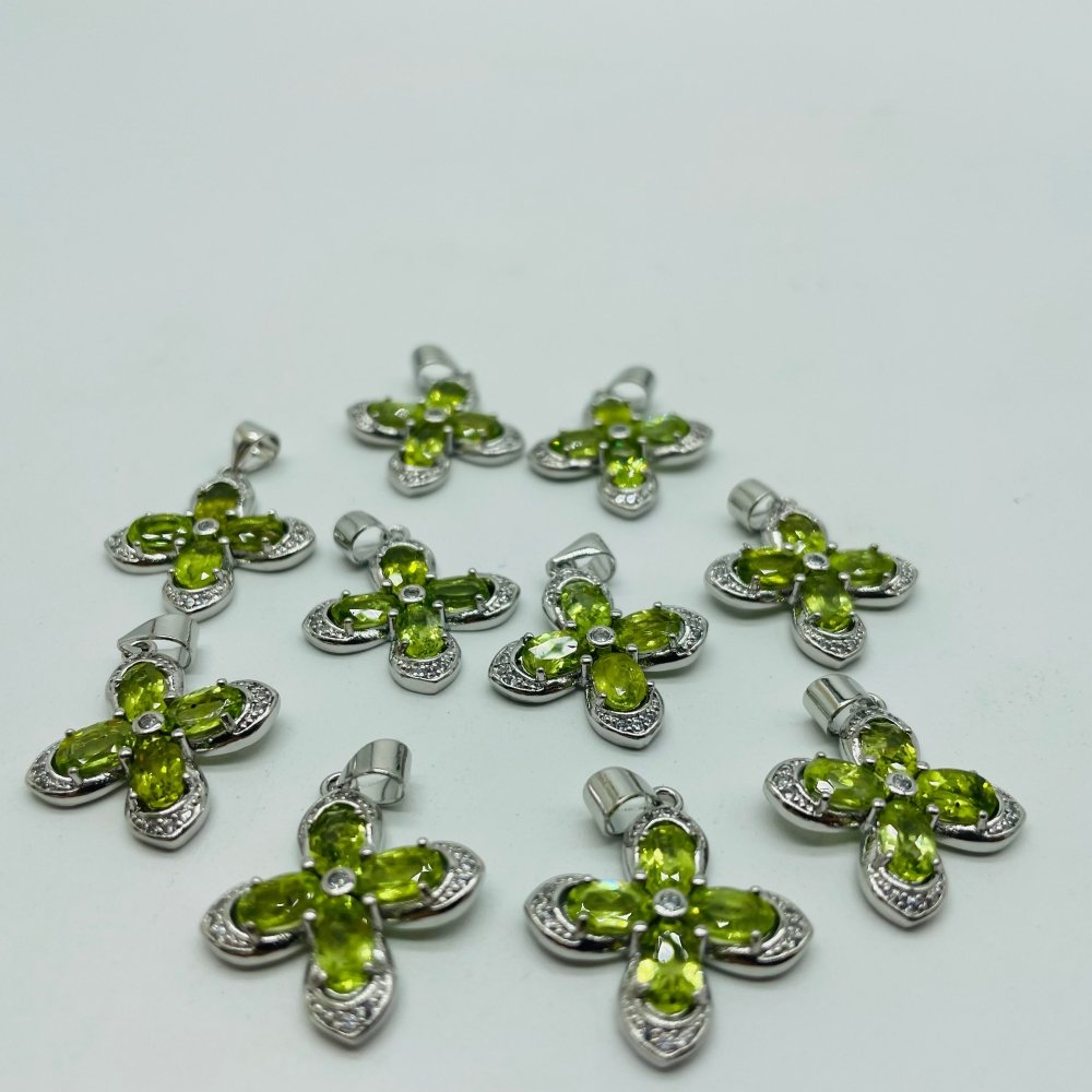 Peridot Round Cut Faceted Stone Pendant Charm Wholesale -Wholesale Crystals