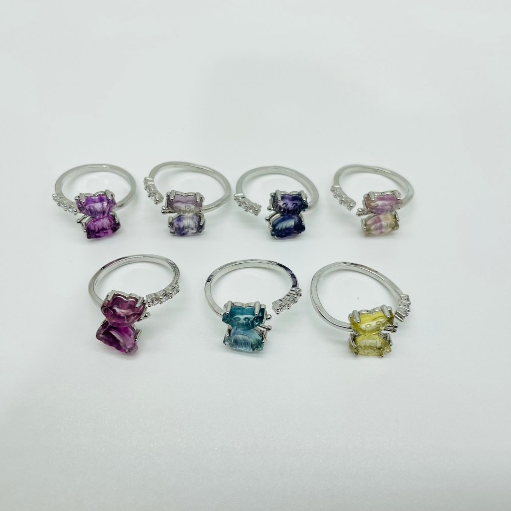 Rainbow Fluorite Mini Butterfly Ring Wholesale -Wholesale Crystals