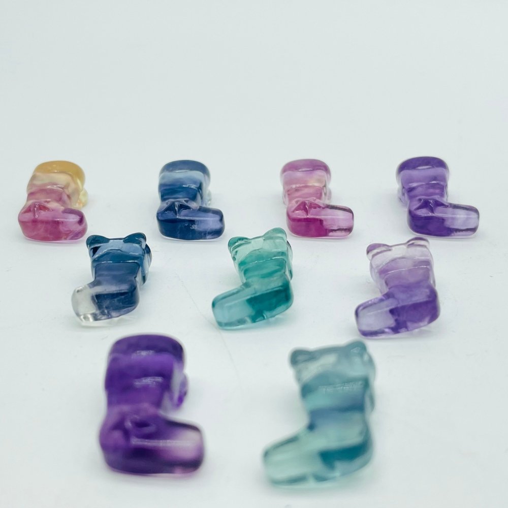 Rainbow Fluorite Sock Christmas Boots Carving Wholesale -Wholesale Crystals