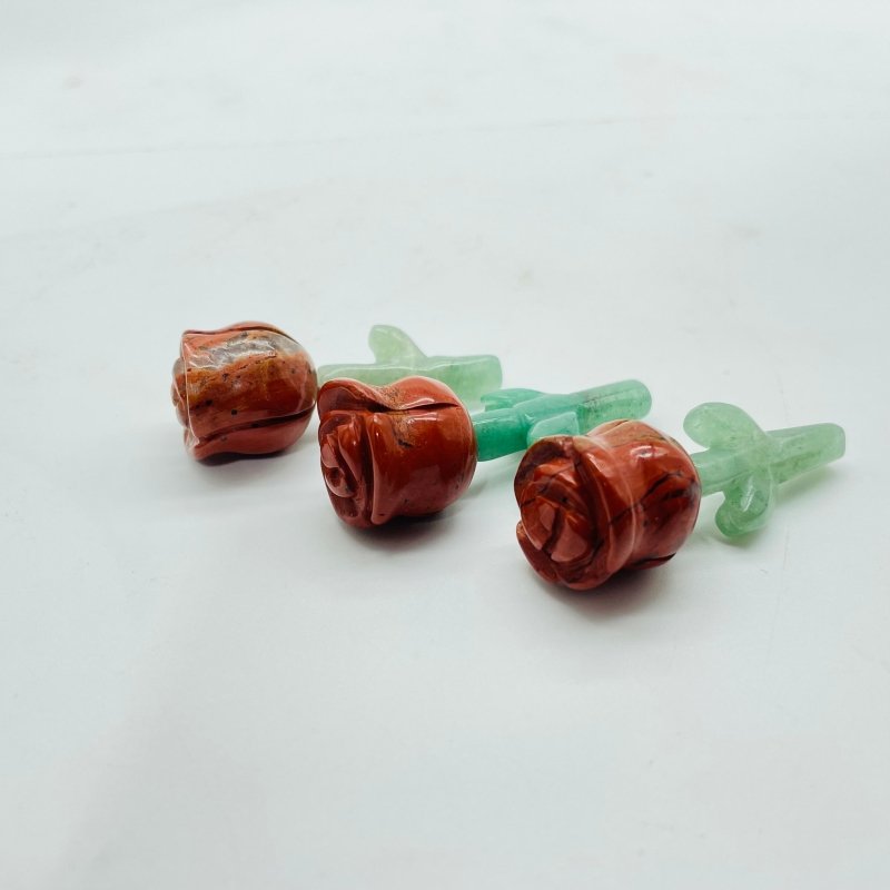 Red Jasper Green Aventurine Flower Carving Wholesale - Wholesale Crystals