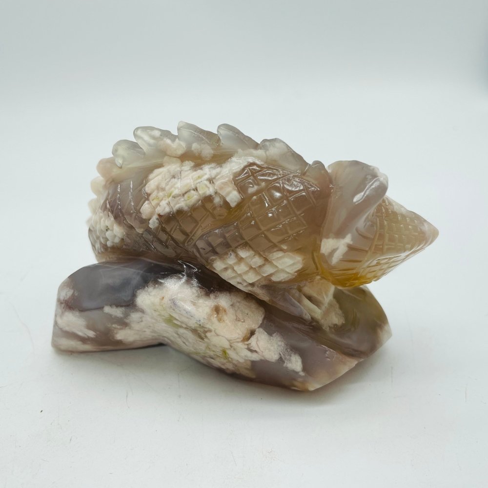 Sakura Flower Agate Chameleon Lizard Carving -Wholesale Crystals