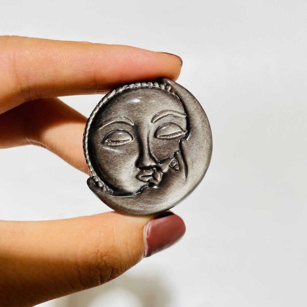 Silver Sheen Obsidian Sun&Moon Carving Wholesale -Wholesale Crystals