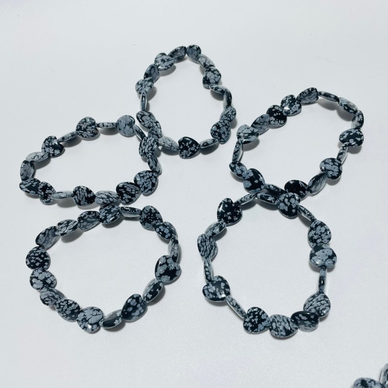 Snowflake Obsidian Heart Bracelet Wholesale -Wholesale Crystals
