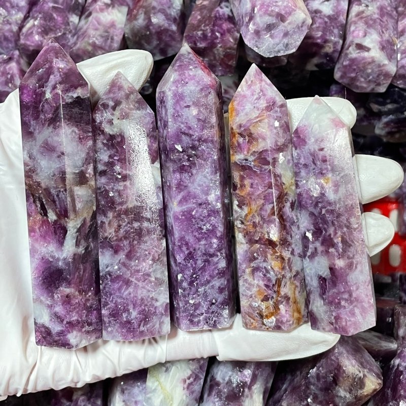 Spark Lepidolite Tower Points Wholesale - Wholesale Crystals