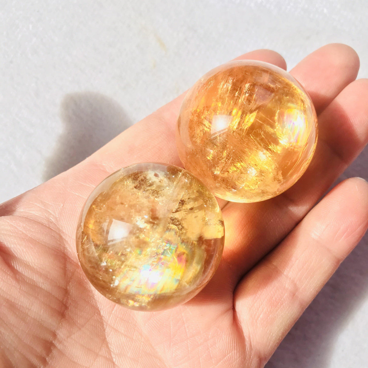Yellow Calcite Honey Calcite Rainbow Spheres -Wholesale Crystals