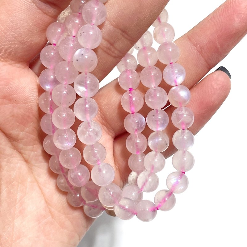 0.31in(8mm) Pink Moonstone Bracelet Wholesale - Wholesale Crystals