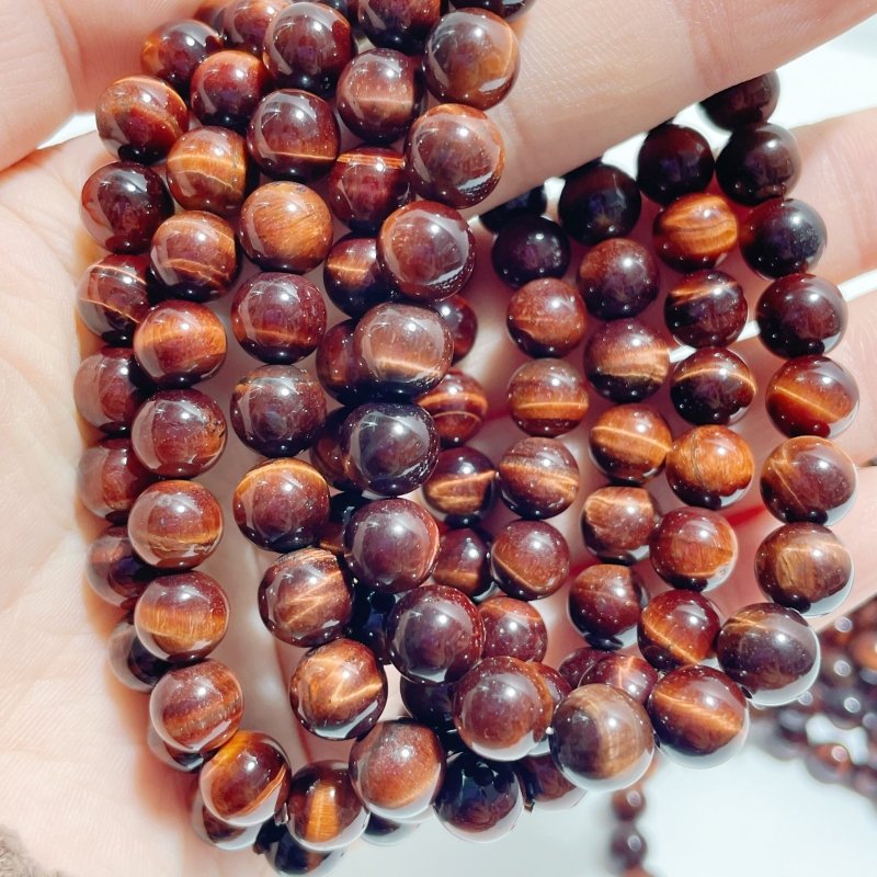 0.31in(8mm) Red Tiger Eye Bracelet Wholesale - Wholesale Crystals