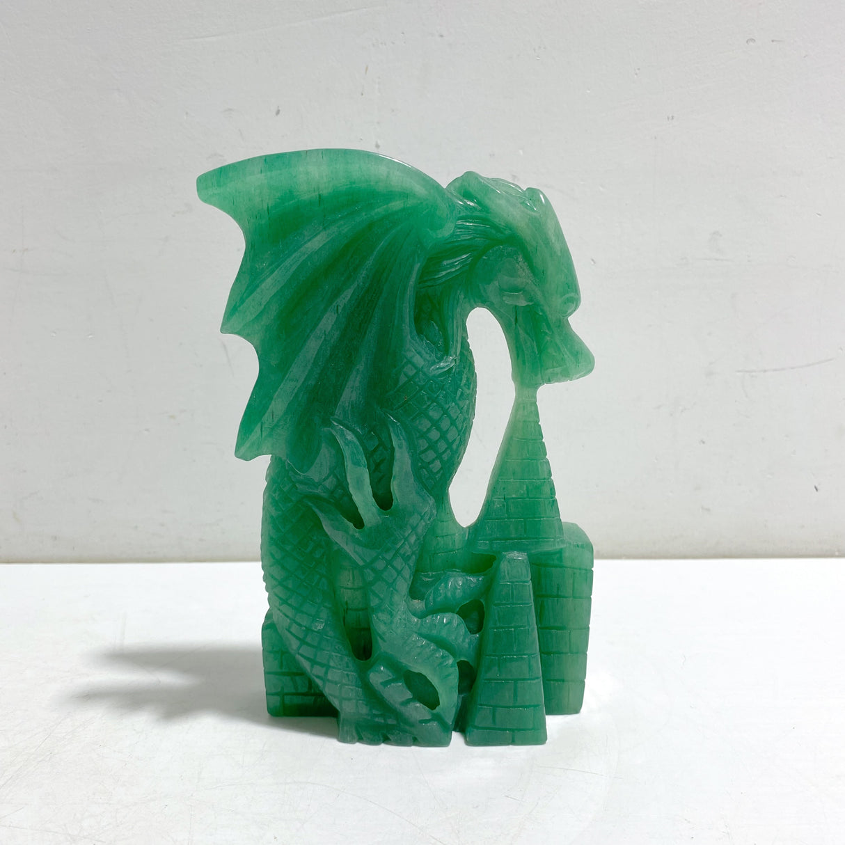 Green Aventurine Flying Dragon Castle Carving #4
