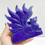 2 Pieces Lapis Lazuli Nine-tailed Fox Carving