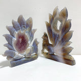 2 Pieces Geode Agate Druzy Nine-tailed Fox Carving #17