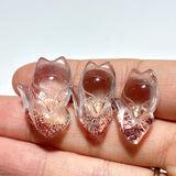 3 Pieces Super 7 Strawberry Quartz Fox Pendant