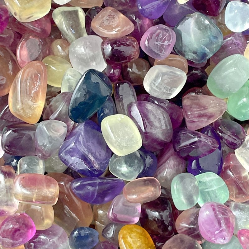 0.7 - 1.7in Rainbow Fluorite Tumbled Wholesale - Wholesale Crystals