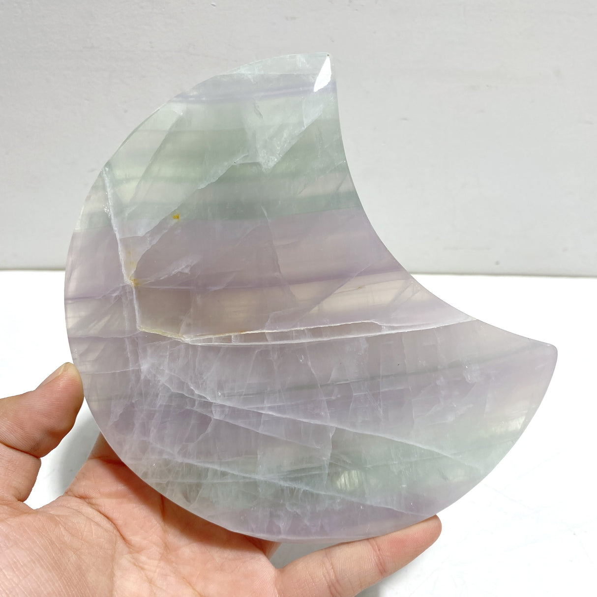 4 Pieces Large Fluorite Moon Carving With Stand