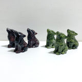 2 Types Wolf Carving Wholesale Green Jade Garnet
