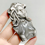 Silver Sheen Obsidian Medusa Carving Wholesale