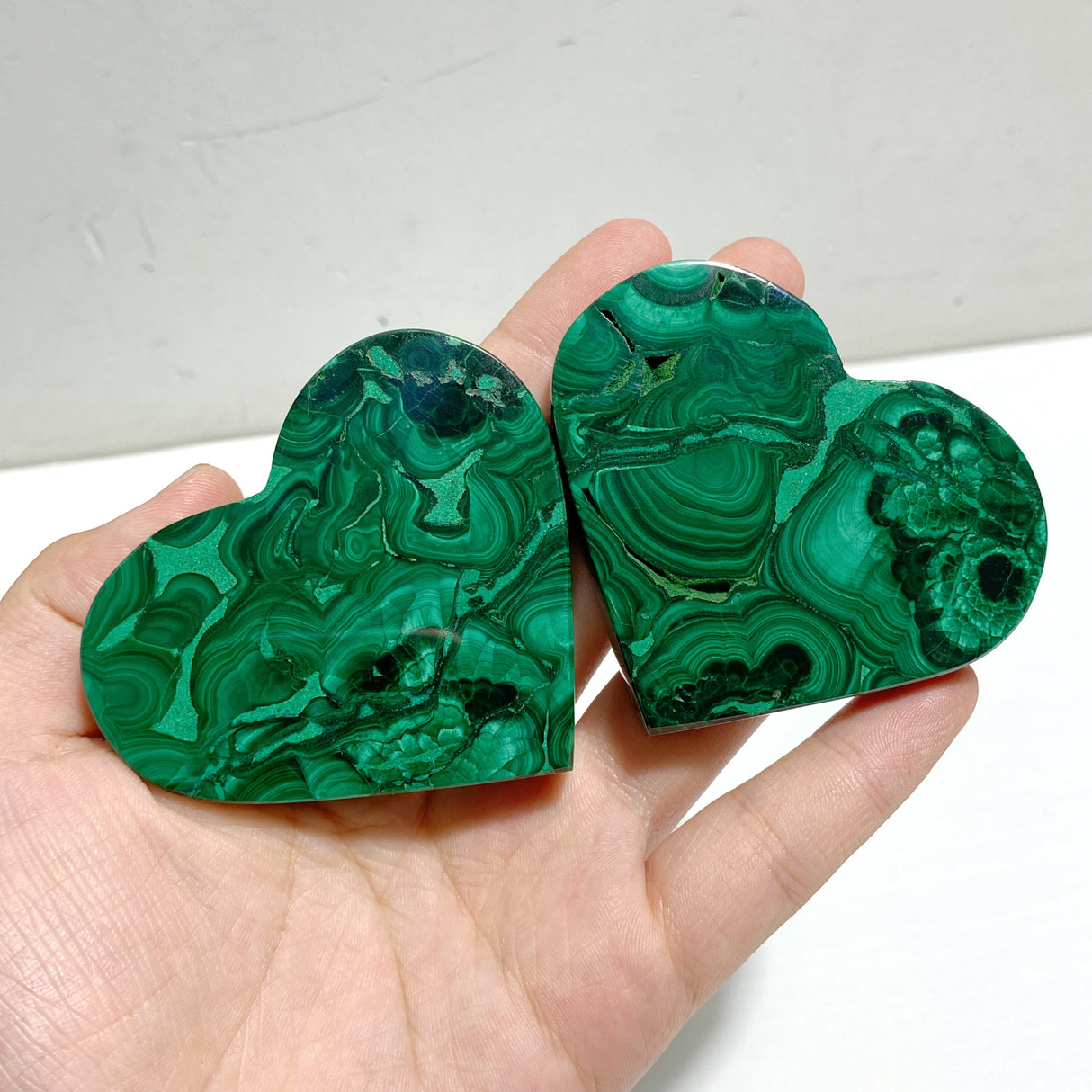 19 Pieces Malachite Heart