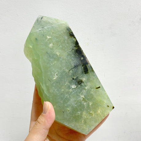 5 Pieces Large Natural Prehnite Tower Raw Side