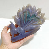 2 Pieces Geode Agate Druzy Nine-tailed Fox Carving #19