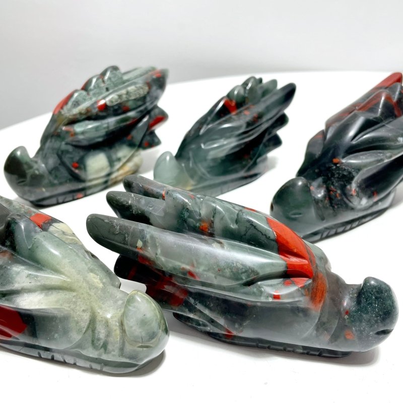 10 Pieces Africa Blood Stone Dragon Head Carving - Wholesale Crystals