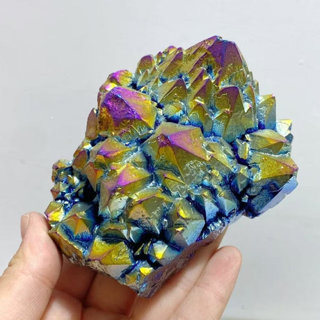 10 Pieces Aura Raw Clear Quartz Cluster Raw - Wholesale Crystals