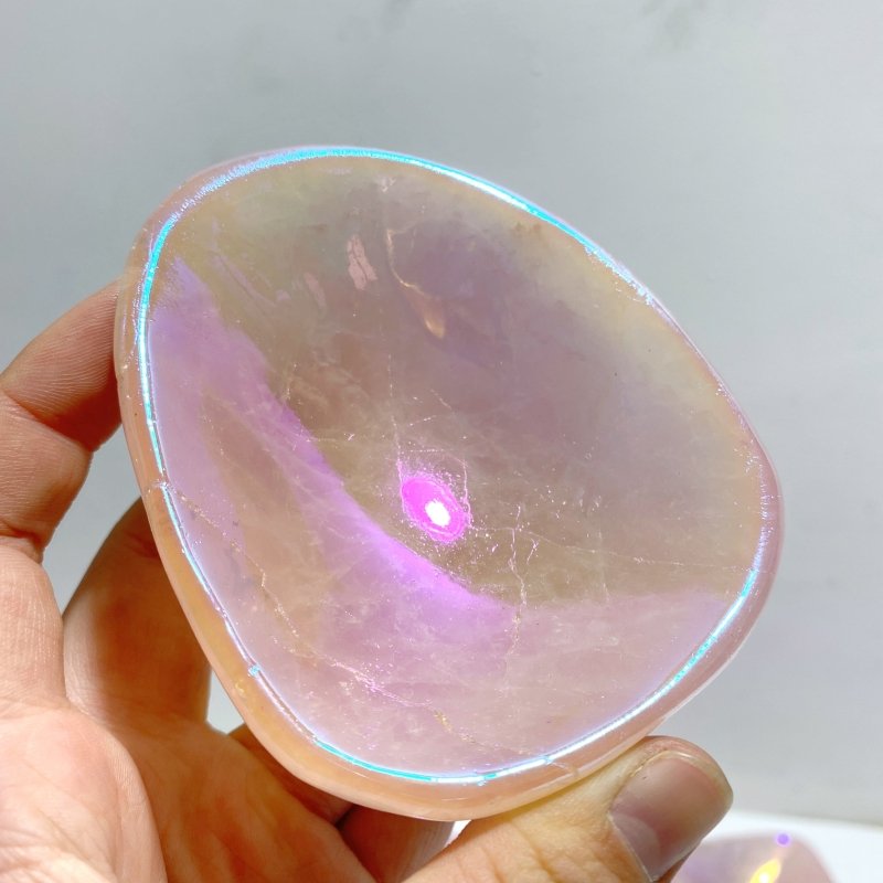 10 Pieces Aura Rose Quartz Bowl Carving - Wholesale Crystals