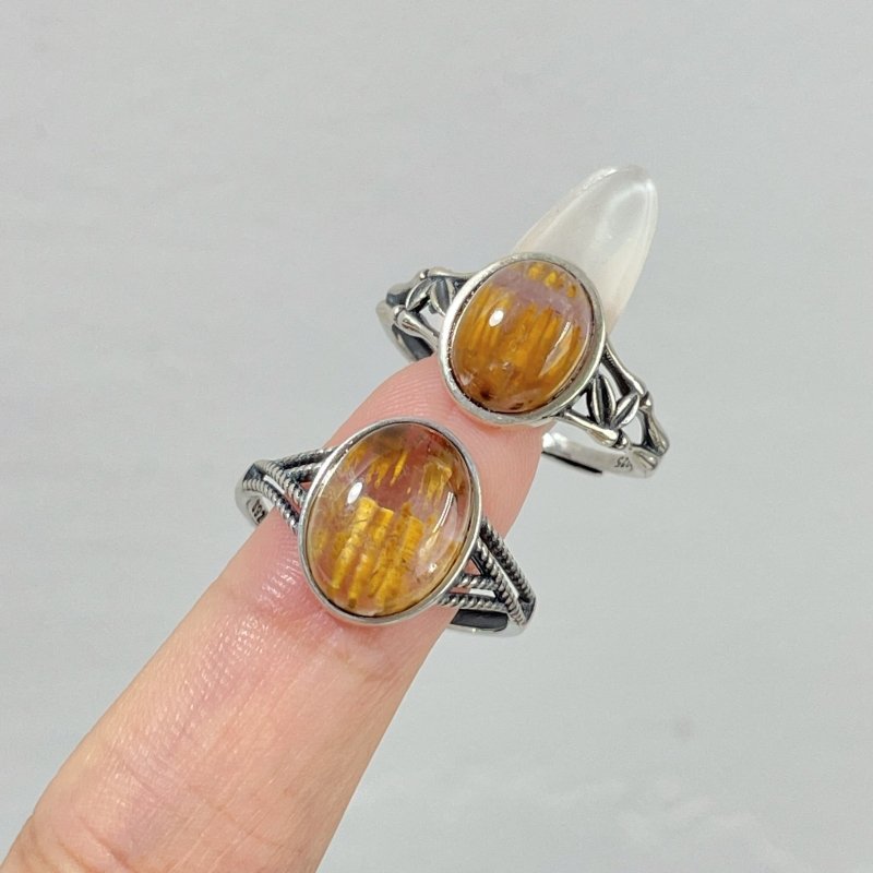 10 Pieces Beautiful Cacoxenite Super7 Sterling Silver Different Styles Ring - Wholesale Crystals